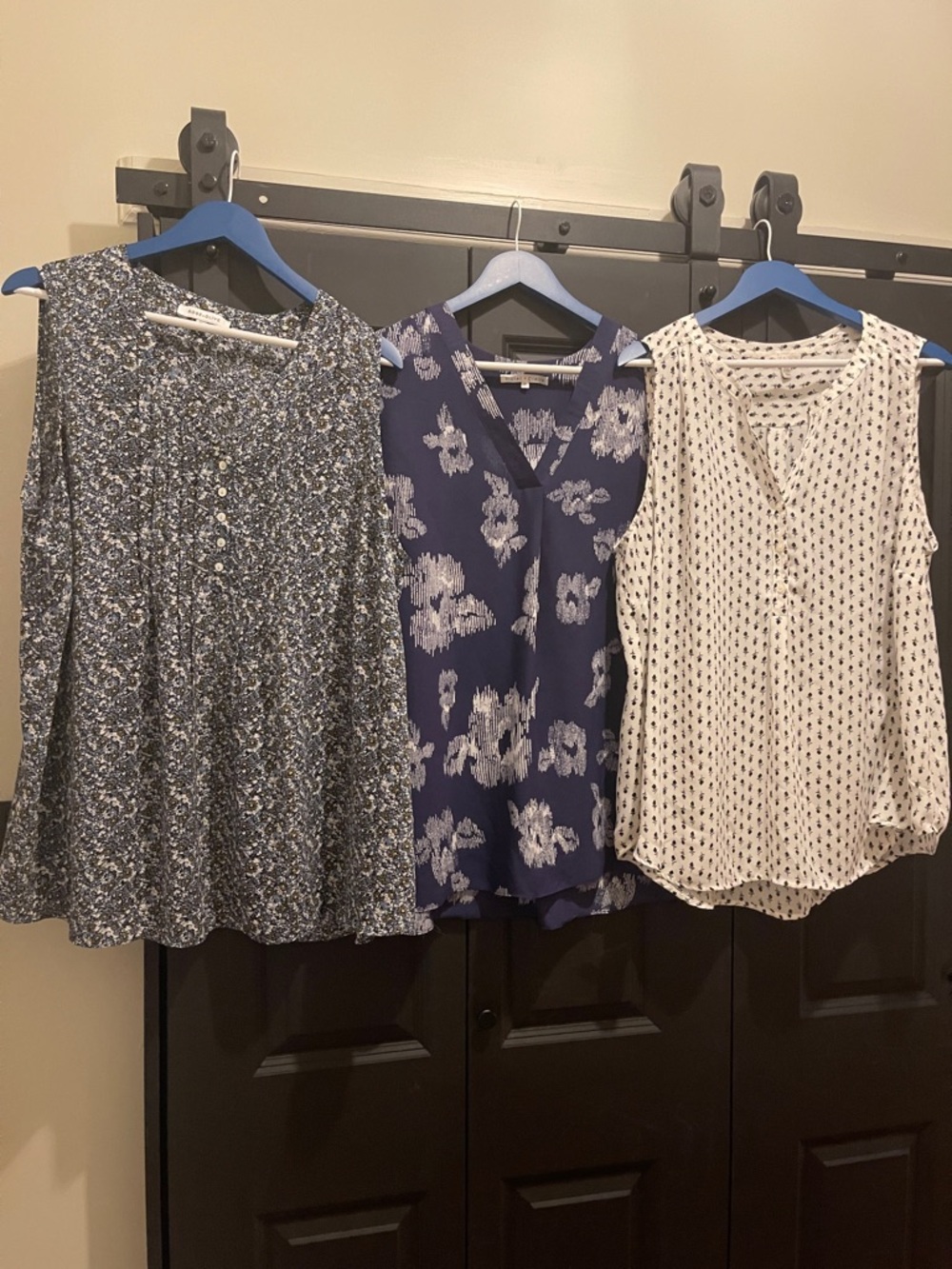 Rose & Olive Navy Floral, Violet & Claire & Lila Rose Sleeveless V-Neck Blouses